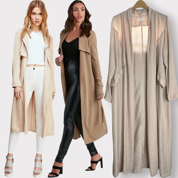 Duster Cream Oatmeal Small Medium Lightweight Spring Trend Long Layering - Picture 1 of 7